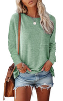 Pocket Split Long-sleeved Casual T-shirt